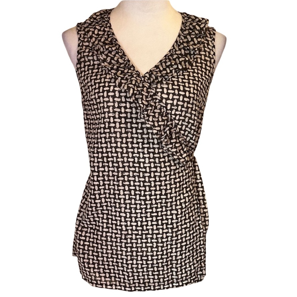Banana Republic Black and White Ruffle Blouse